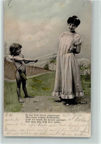 1901 Serie 689 Spruch - Amor legt ein Seil um eine Frau AK