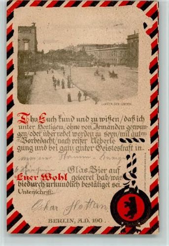 1917 Urkunde - Glas Bier auf Euer Wohl