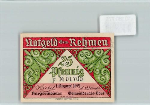 Pößneck Notgeld Rehmer Moor