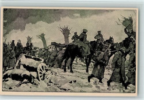 Warschau Rückzug der Russen aus Warschau sign. J. Gleich Kriegsbilder Postkarte