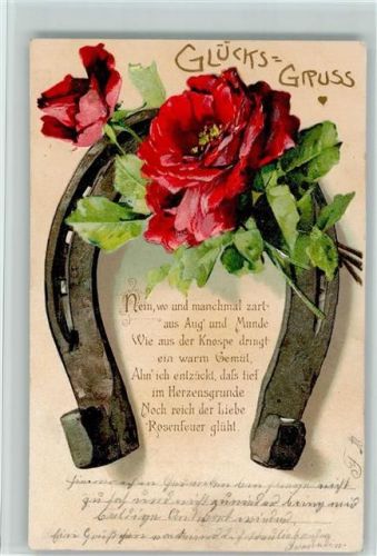 1903 Glücks Gruss - Hufeisen mit Rosen, Verlag PFB Serie 2995 AK