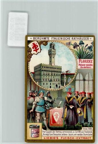 Berühmte italienische Rathäuser, Palazzo vecchio, anno 1494 Sammelbild Liebig