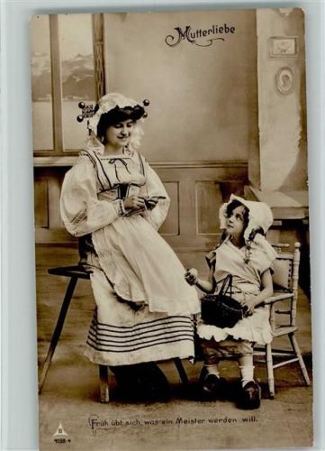 1913 Mutterliebe - Photochemie serie 4138-4 - Trachten, stricken