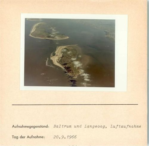 Baltrum Luftaufnahme Baltrum und Langeoog Foto montiert auf Karton