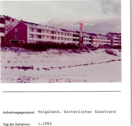Helgoland Winter Südstrand Foto montiert auf Karton
