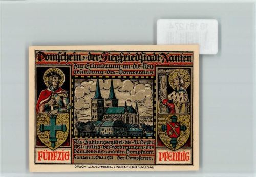 Xanten Notgeld Dom Sachsenkampf