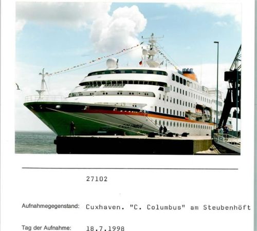 Cuxhaven Schiff C. Columbus am Steubenhöft Foto montiert auf Karton