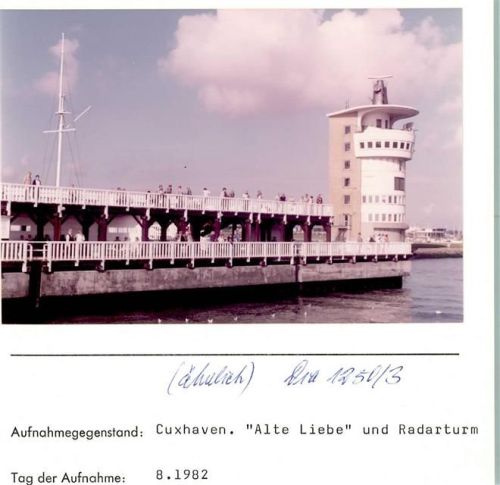 Cuxhaven Alte Liebeund Radarturm Foto montiert auf Karton