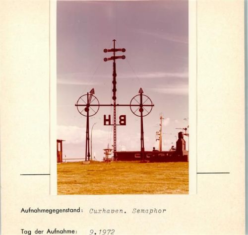 Cuxhaven Semaphor Foto montiert auf Karton