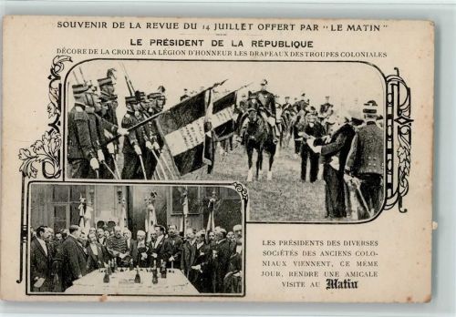Cormatin President decore de la Croix de la Legion Honneur les drapeaux des Troupes Coloniales AK