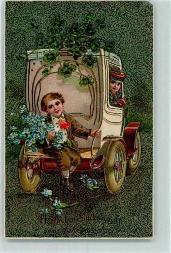 1909 Neujahr Postauto Prägedruck