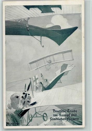 Deutsche Taube im Kampf mit feindl. Fliegern , sehr gute Erhaltung AK