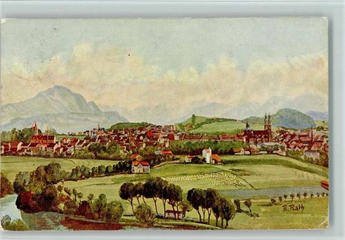 87435 W8960 Kempten (Allgäu) 1909 Künstlerkarte Gesamtansicht sign. R. Rath