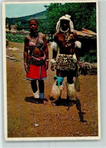KwaZulu-Natal A beaded bride and her warrior huband dressed in their finery