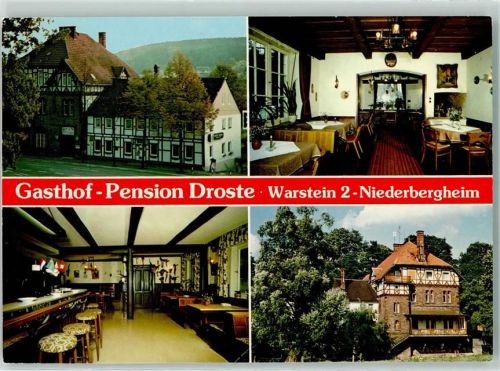 Warstein Rückseite mit Abschürfungen bzw Kleberesten Gasthaus Pension Droste