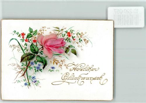 1900 Rose, Blüten, Glückwunsch - keine Postkarte