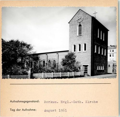 Borkum Evangel.Luther. Kirche Foto montiert auf Karton