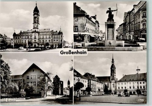 Großenhain Rathaus Dianabrunnen VVN-Gedenkstätte Neue Berufsschule Markt Rückseite mit Abschürfungen bzw Kleberesten