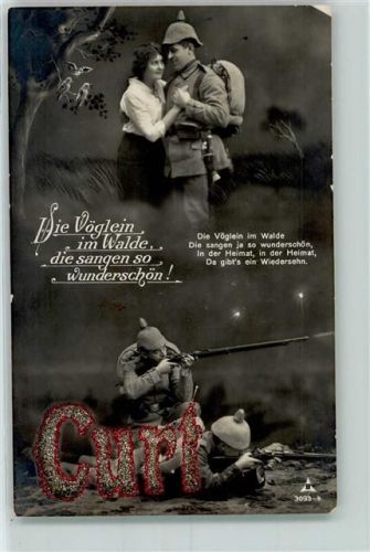 1917 Photochemie Serie 3093-4 AK mit Glimmerauflage Name Curt Soldatenliebe