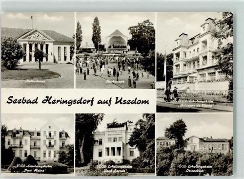 17419 O2251 Seebad Heringsdorf - Kulturhaus Kurkonzert FDGB-Erholungsheim Guiseppe do Victorio FDGB-Erholungsheim Paul Heine FDGB-Erholungsheim Paul Berndt FDGB.Erholungsheim Ostseeblick Rückseite mit Abschürfungen bzw Kleberesten