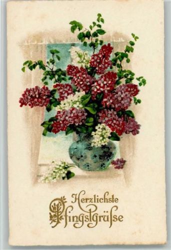 Pfingsten - Blumenvase , gute Erhaltung AK Flieder