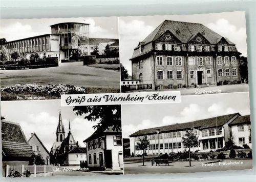 Viernheim Rückseite mit Abschürfungen und Kleberesten Fa. Fourmann Schillerschule St. Apostelkirche Friedr. Fröbelschule