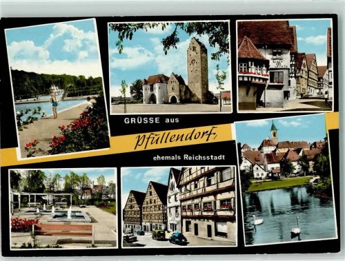 Pfullendorf Schwimmbad Brunnen Fachwerkhäuser Café Pfalz