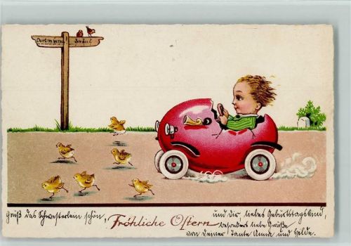 1930 Ostern - Osterei als Auto AK