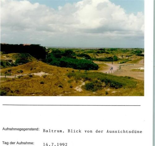 Baltrum Blick von der Aussichtsdüne Foto montiert auf Karton