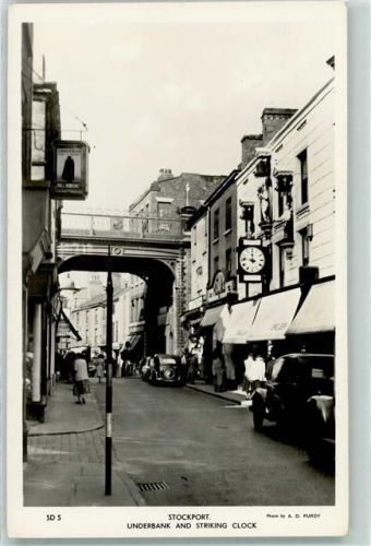 Stockport 1953 Underbank and Striking Clock