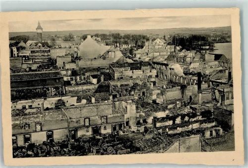 Ortelsburg WK I Russen Einfall 1914 zerstörte Stadt mit Wasserturm