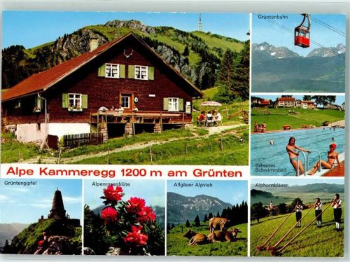 Rettenberg Alpe Kammeregg am Grünten Grüntenbahn Schwimmbad Grüntengipfel Alpenrosenblüte Kühe Alphornbläser