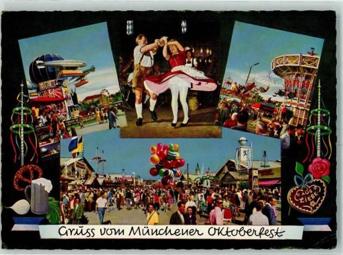 München Oktoberfest Fahrgeschäfte Lebkuchenherz Luftballons