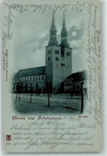 Schönebeck 1899 Kirche Mondschein
