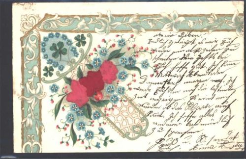 1902 Prägedruck Rosen AK