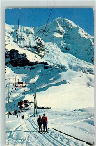 Kleine Scheidegg mit Mönch Lauberhorn Skilift Ski 1966 Gebrauchsspuren