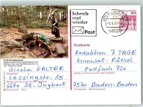 Grasellenbach Siegfriedbrunnen Postkarte