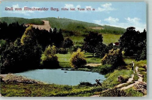 Wilthen 1913 Mönchswalder Berg Teich Ort lt. Stempel
