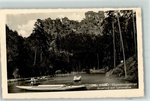 Rathen Kurort Amselsee mit Lokomotive Elbsandsteingebirge