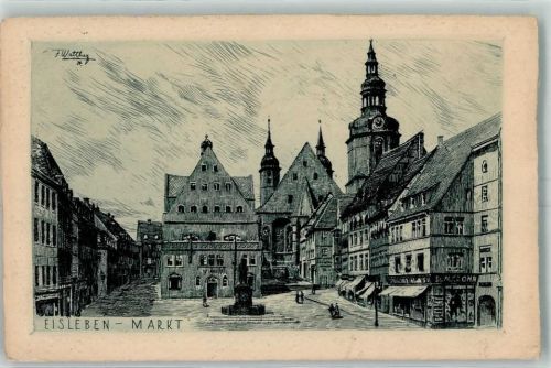 Lutherstadt Eisleben Marktplatz Lutherdenkmal sign. F. Wattherz
