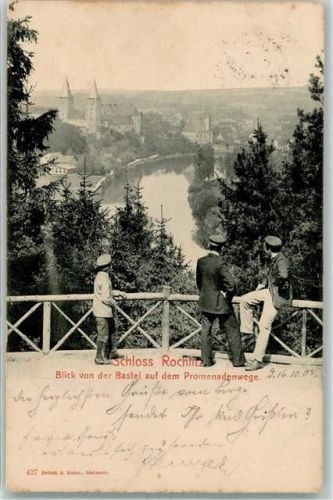 Rochlitz 1904 Schloss Rochlitz Blick von der Bastei auf dem Promenademwege