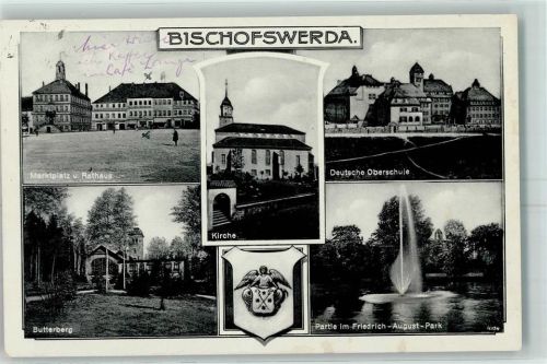 Bischofswerda Marktplatz Rathaus Butterberg Friedrich August Park Wasserfontaine Dt. Oberschule