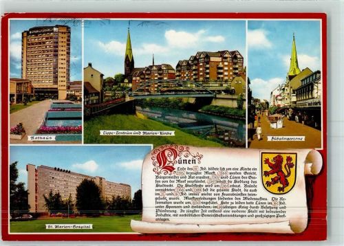 Lünen Rathaus Marien-Kirche Brücke Fussgängerzone St.Marien-Hospital Wappen Geschichte