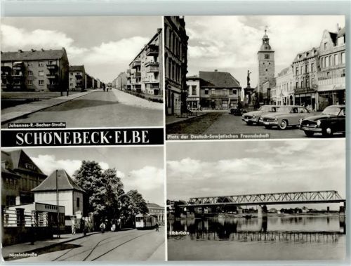 39218 O3300 Schönebeck Elbe - Johannes R. Becher Straße Nicolaistraße Straßenbahn Kiosk Elbbrücke