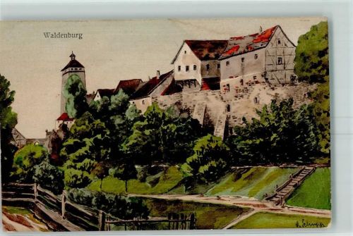 08396 O9611 Waldenburg , Sachs Künstlerkarte Die Waldenburg signiert