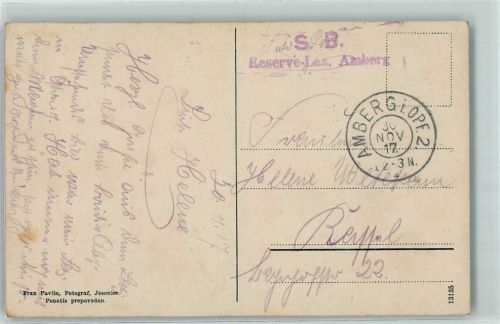 Amberg 1917 WK I Lazarettstempel S. B. Reserve-Lazarett