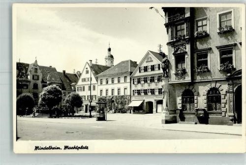 Mindelheim Marktplatz Telefonhäuschen Marienbrunnen Briefmarkenautomat