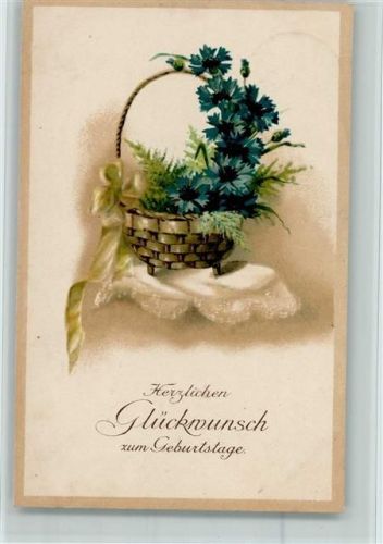 1919 Geburtstag - Blumenkorb mit Kornblumen AK