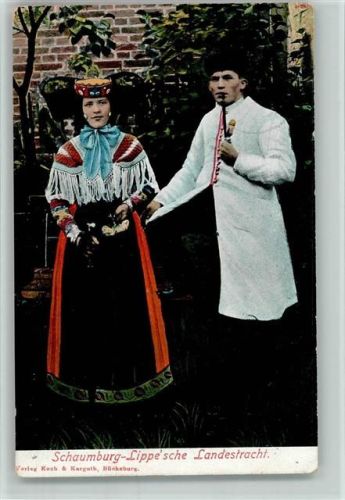 Paar, Mann mit Pfeife AK Trachten Schaumburg-Lippe 1908