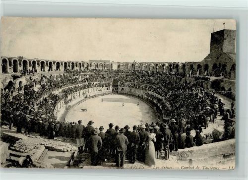 Arles 1905 Les Arenes mit Publikum - Combat de Taureaux, gute Erhaltung